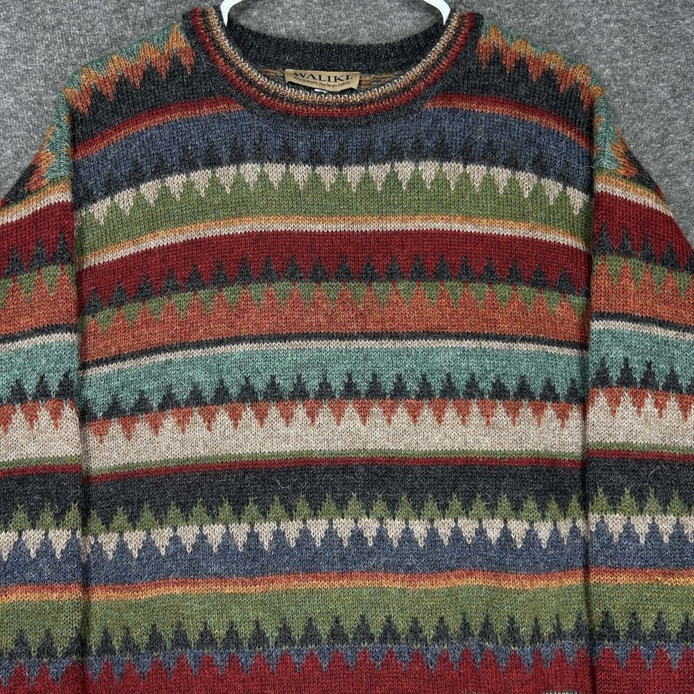 Waliki Sweater Mens XL Multicolor Aztec Alpaca Southwestern Long Sleeve Pullover - Picture 2 of 8